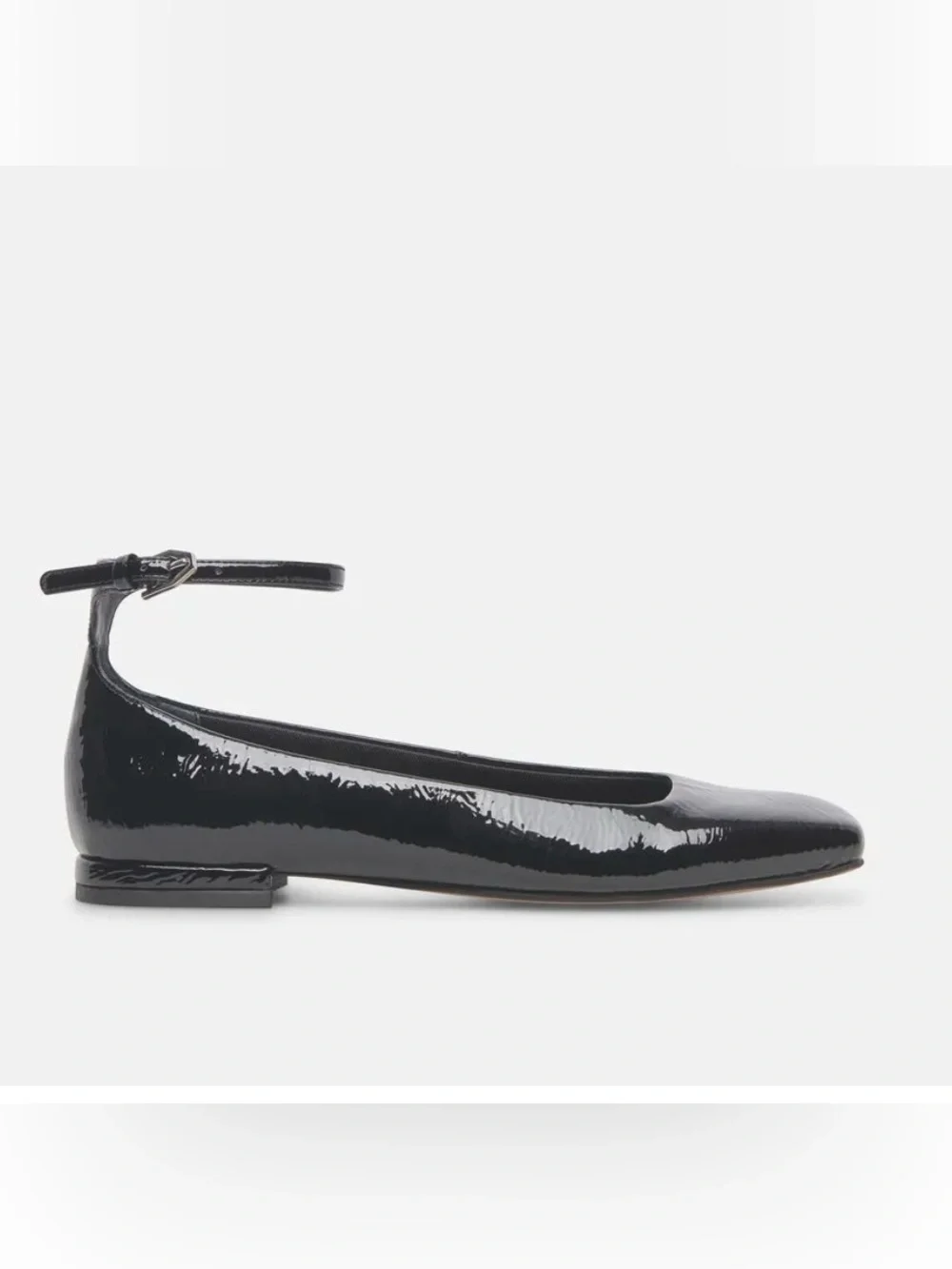 Ashya Ballet Flats Midnight Crinkle Patent - Midnight Black